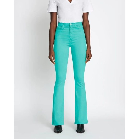 7 For All Mankind Size 26 Ultra High Rise Skinny Boot Jeans Atlantis Green Denim - Picture 1 of 13